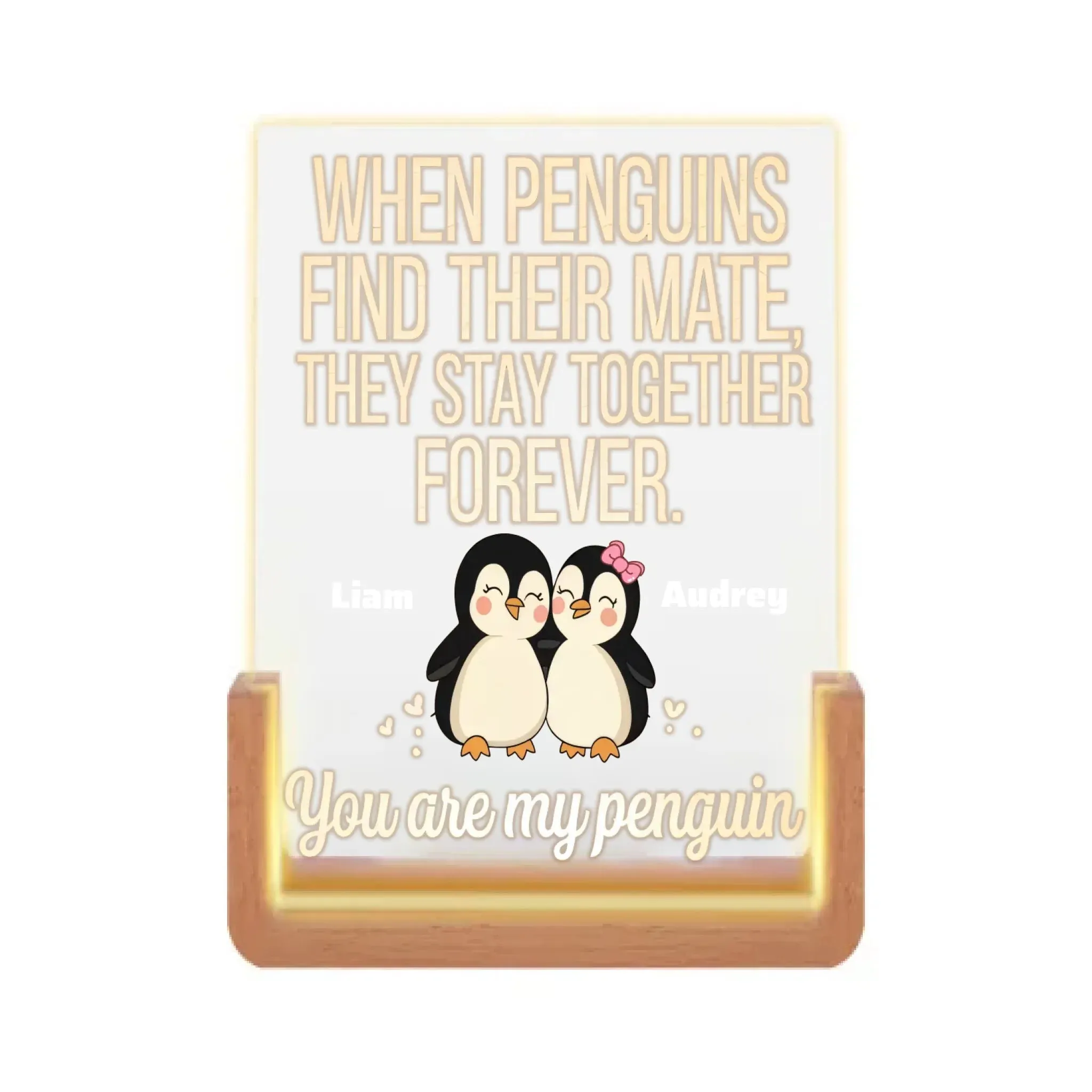 Custom Cute Couple Penguin- LED Acrylic Plaque   748457