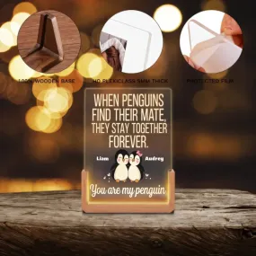 Custom Cute Couple Penguin- LED Acrylic Plaque   748457