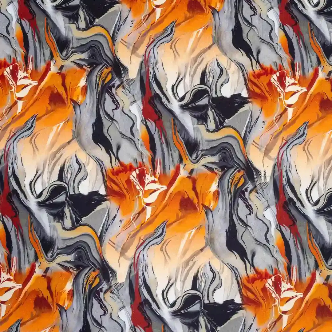 DivineTrendz Exclusive - Orange Abstract Elastic Chair & Table Cover