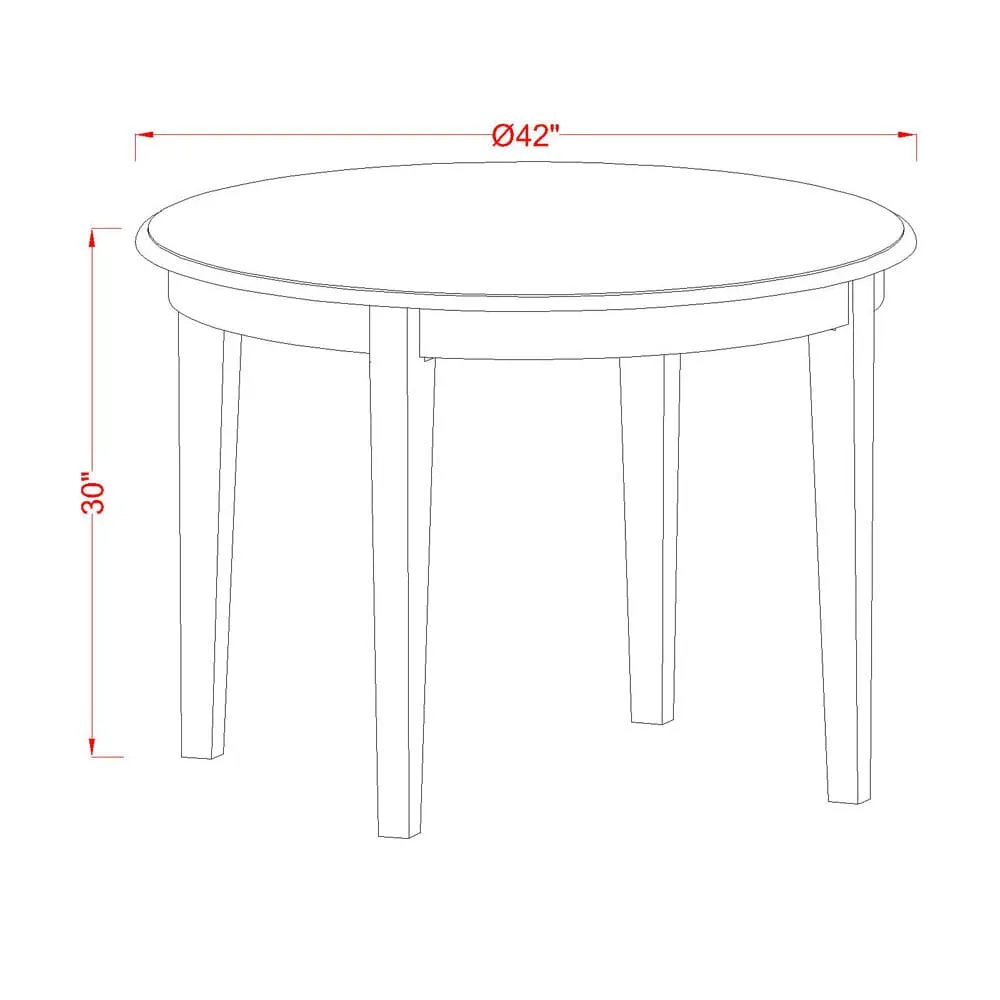 East West Furniture BODA5-WHI-27 5 Piece Dining Room Furniture Set Contains a Round Dining Table and 4 Upholstered Parson Chairs, 42x42 Inch, linen white