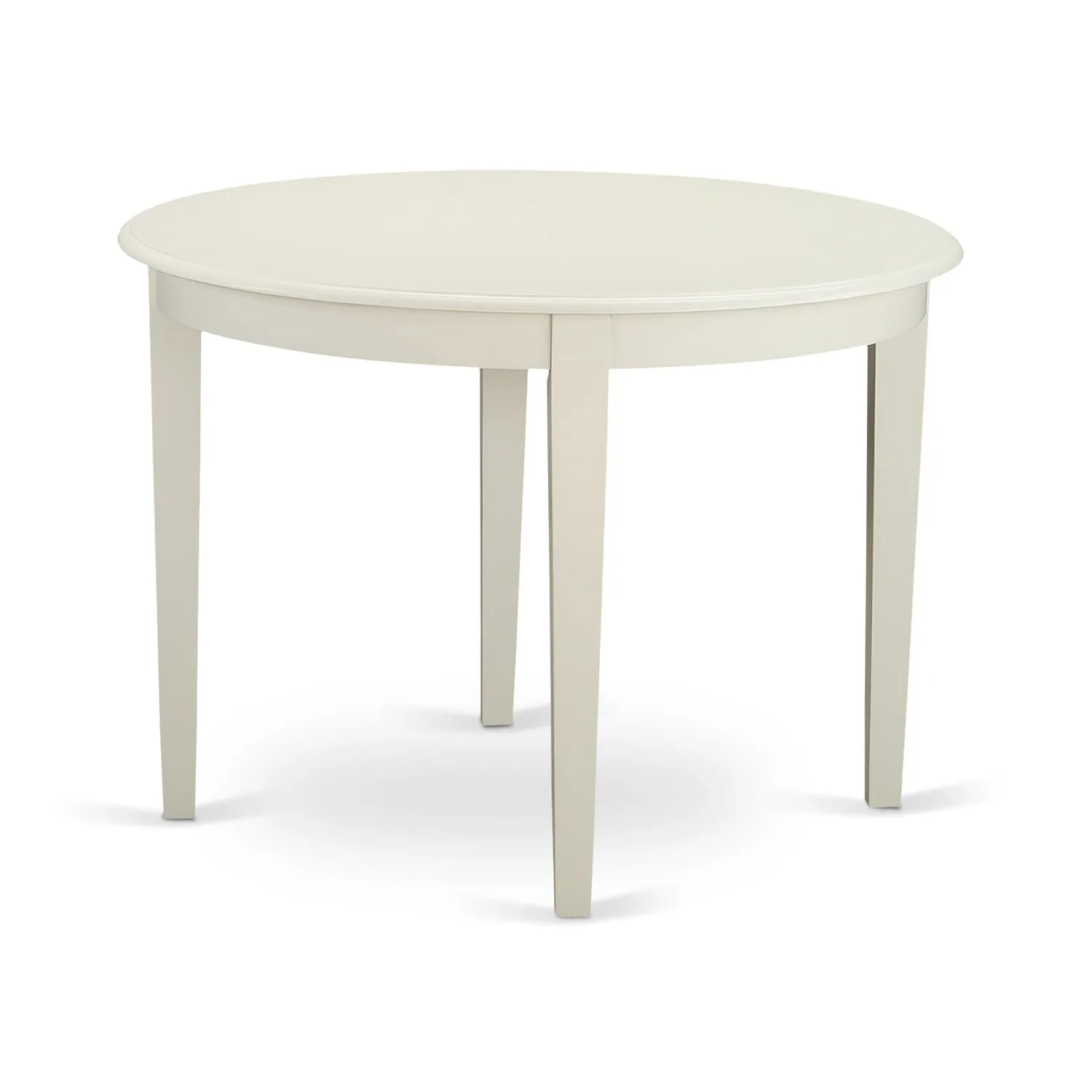 East West Furniture BODA5-WHI-27 5 Piece Dining Room Furniture Set Contains a Round Dining Table and 4 Upholstered Parson Chairs, 42x42 Inch, linen white