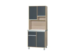 Ekol Series Best | Modern | Wooden Kitchen Storage Cabinet Up/Down 2-Door with 1-Drawer & Wall Storage Cabinet for Home Kitchen, Multi Function, Organizers - Dark Grey 8205S-KC