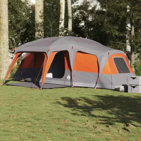 Family Tent with Porch Dome 9-Person Grey and Orange Waterproof