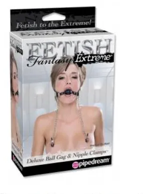 Fetish Fantasy Extreme Deluxe Ball Gag and Nipple Clamps