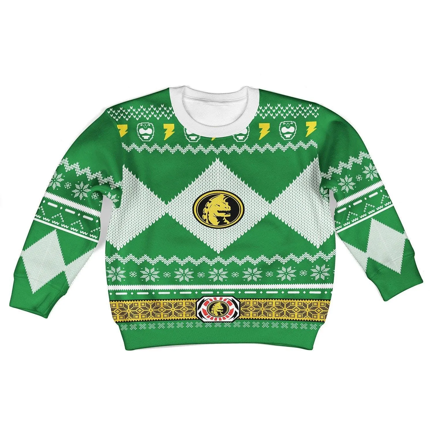 Gearhomie Unisex Kid Tops Pullover Sweatshirt Green Power Ranger 3D Apparel