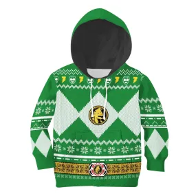 Gearhomie Unisex Kid Tops Pullover Sweatshirt Green Power Ranger 3D Apparel