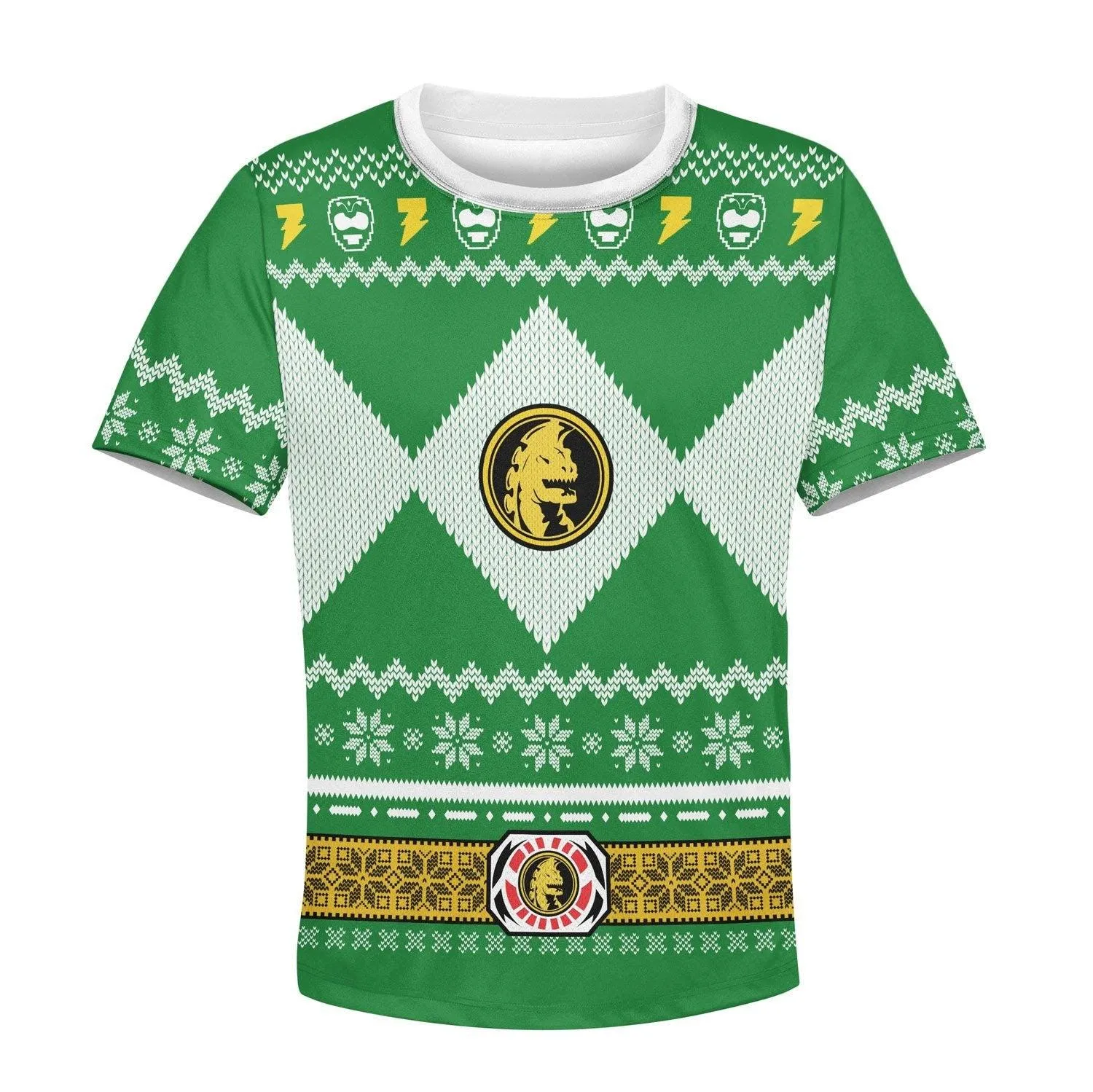 Gearhomie Unisex Kid Tops Pullover Sweatshirt Green Power Ranger 3D Apparel