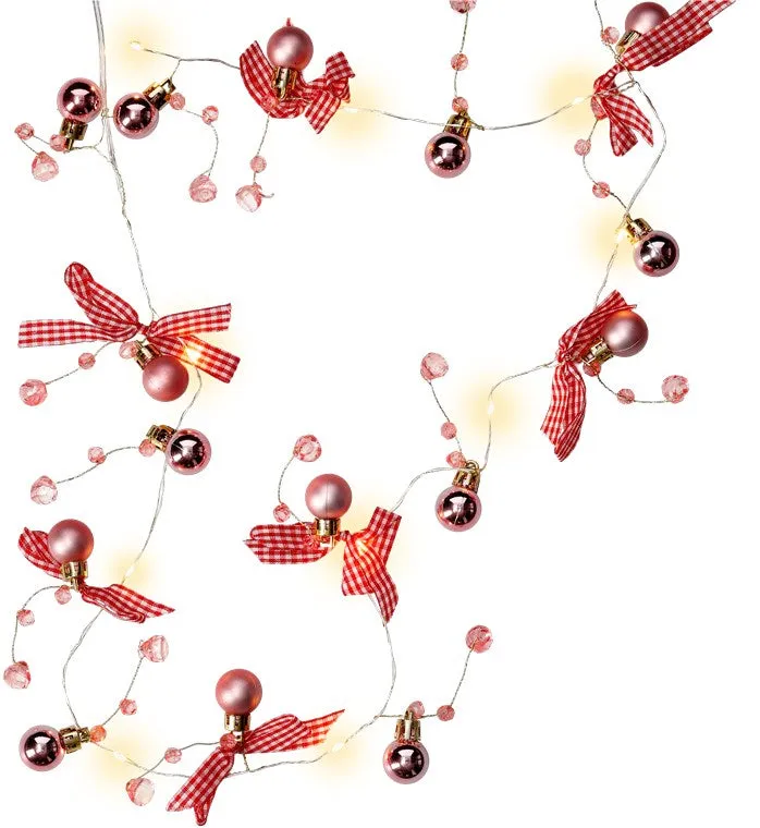 Goobay - (1.2m) 10 LED's Christmas decoration fairy lights baubles / bows lighting (battery operated) - warm white