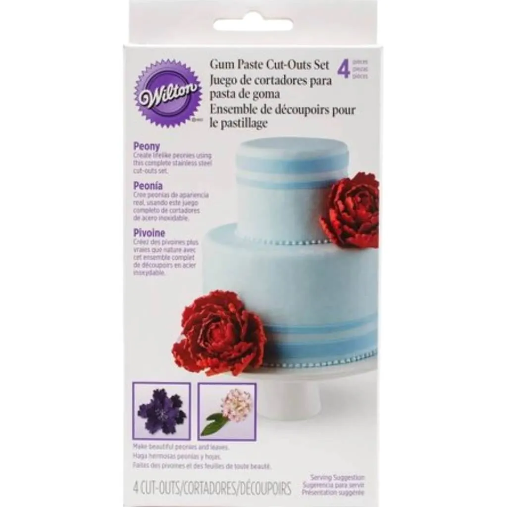 Gum Paste Cutouts 4/Pkg Peony