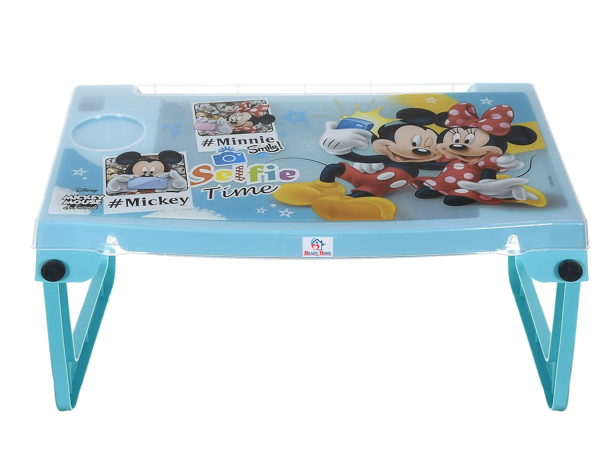 Heart Home Multiuses Mickey Mouse Print Plastic Study Desk/Laptop Table with Camparment for Home & Office (Mint Green) 52HH4108