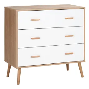 HOMCOM Chest of Drawers with 3 Drawers, White and Natural Bedroom Cabinet | Stylish Storage Organizer for Living Room
