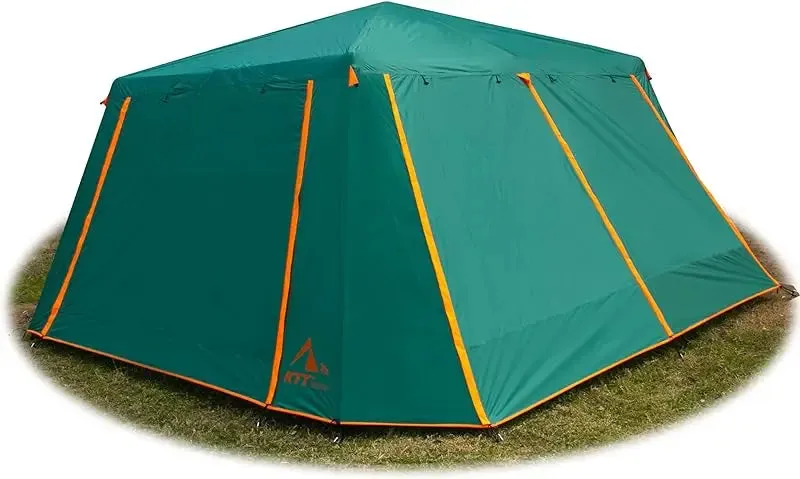 KTT Extra Large Tent 10-12 Person(A),Family Cabin Tents,2 Rooms,3 Doors and 3 Windows with Mesh,Straight Wall,Waterproof,Double