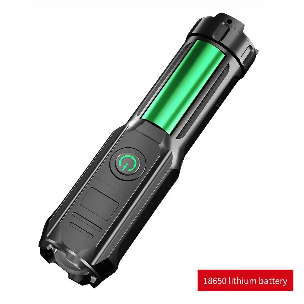 LED Flashlight Outdoor Telescopic Zoom Strong Light USB Charging Mini Portable Spotlight Long Range Torch Lamp