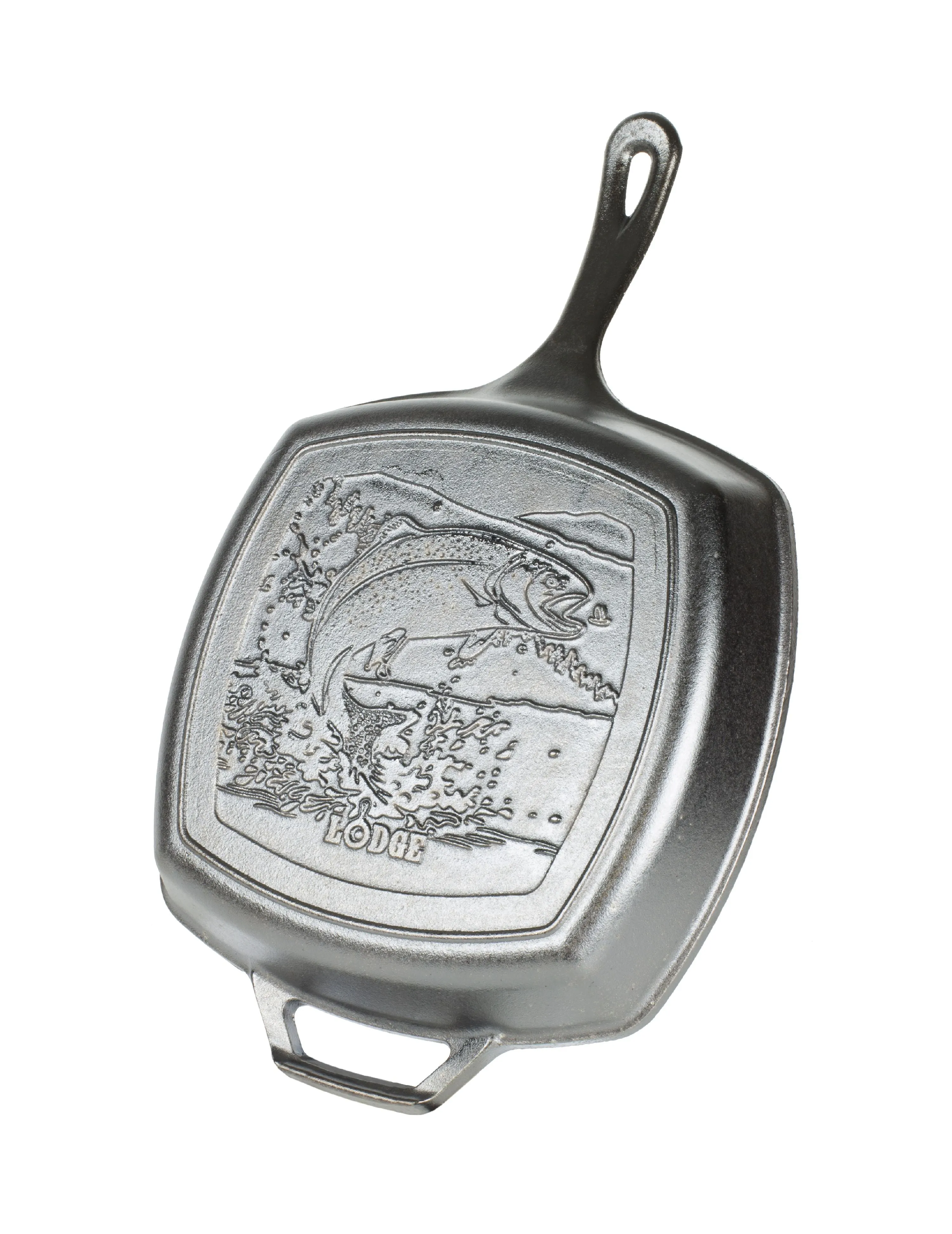Lodge Wildlife Series-Rainbow Trout Cast Iron Grill Pan 10-1/2 in. Black