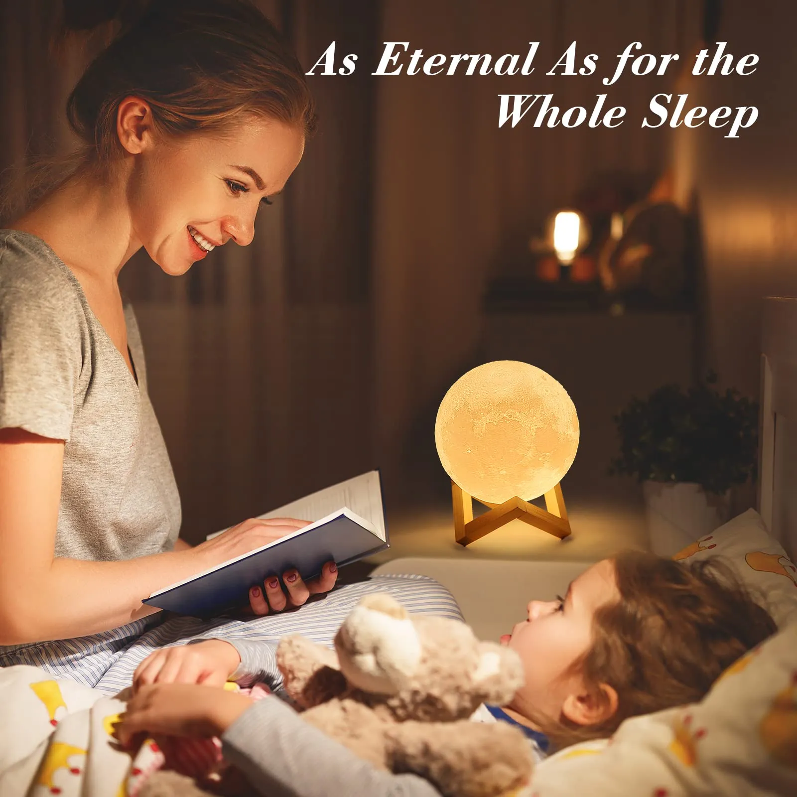 Mydethun Moon Lamp Led Night Light Brightness Control 4.7 Inch White Yellow