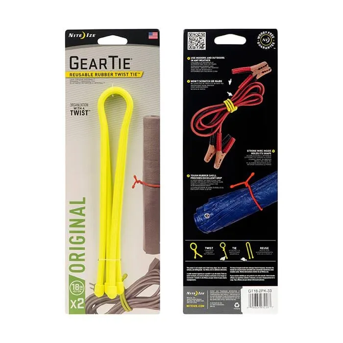 Nite Ize Gear Tie Reusable Rubber Twist Tie 18 in. - 2 Pack