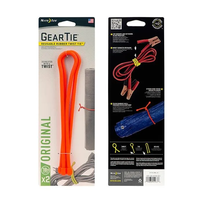 Nite Ize Gear Tie Reusable Rubber Twist Tie 18 in. - 2 Pack