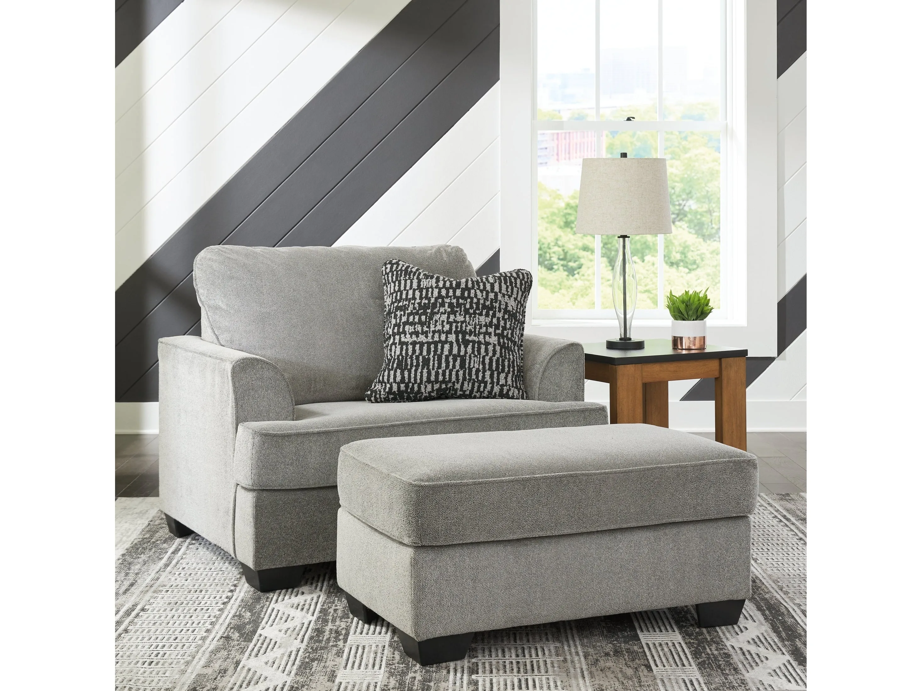 (Online Special Price) Deakin Ash Oversized Chair and Ottoman