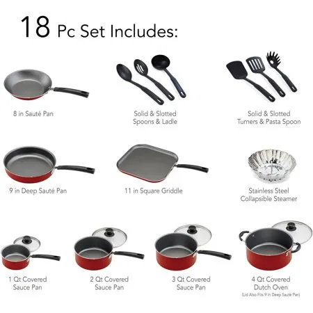 PrimaWare 18-Piece Nonstick Cookware Set