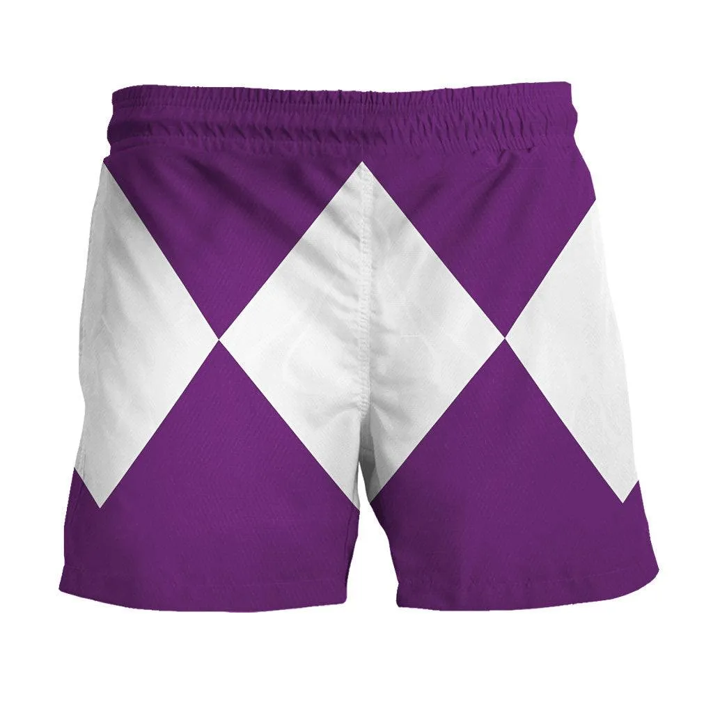 Purple Ranger Mighty Morphin Hawaiian Shirt Beach Shorts