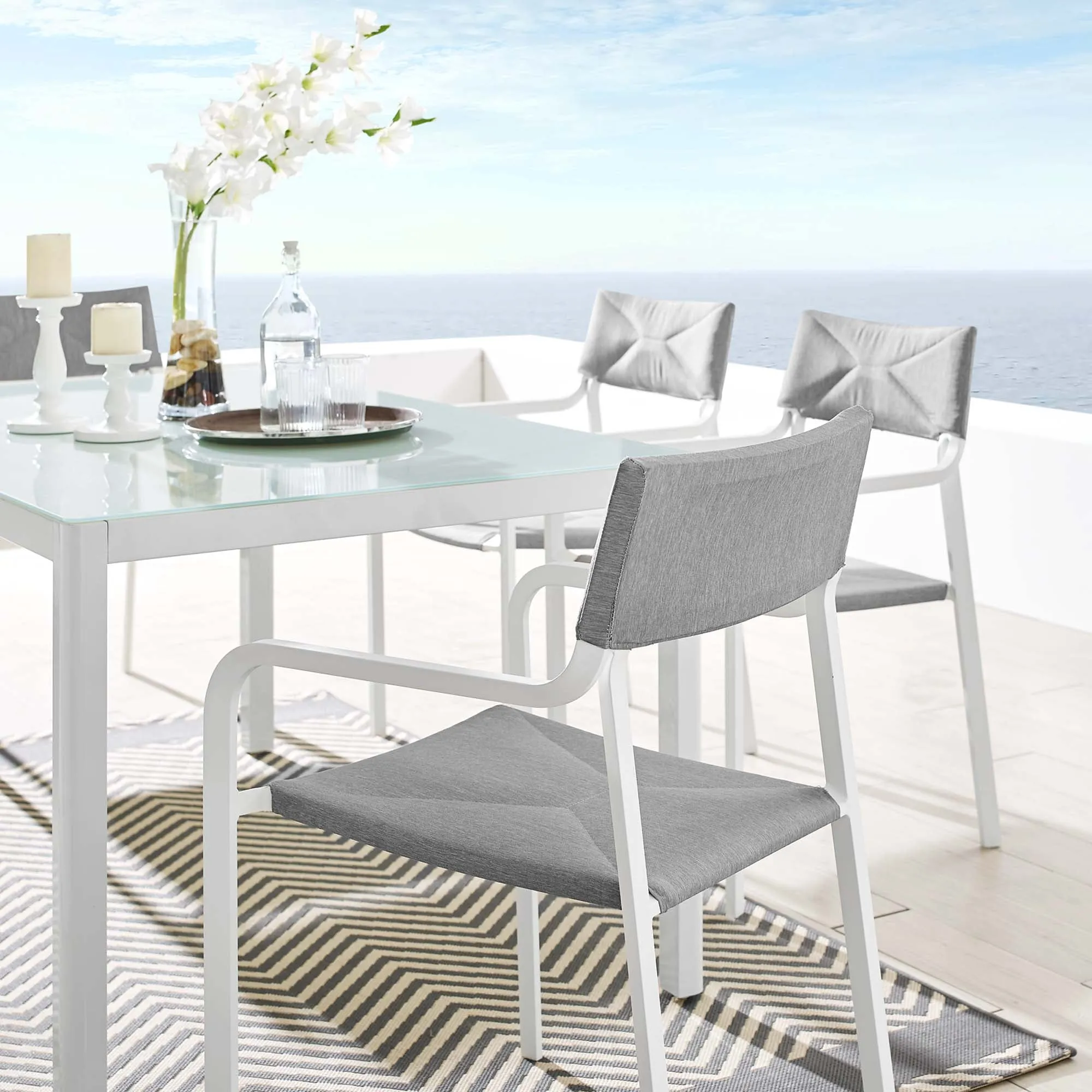 Raleigh Stackable Outdoor Patio Aluminum Dining Armchair by Modway