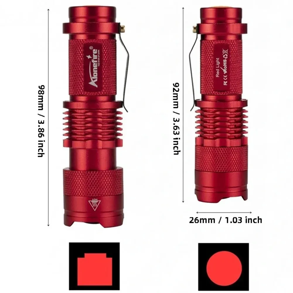 Red Light Zoom Flashlight Mini Hunting Bees Fishing Blood Vessels Astronomy Observe Star Hotel Camera Detector Lamp Torch AA Cel
