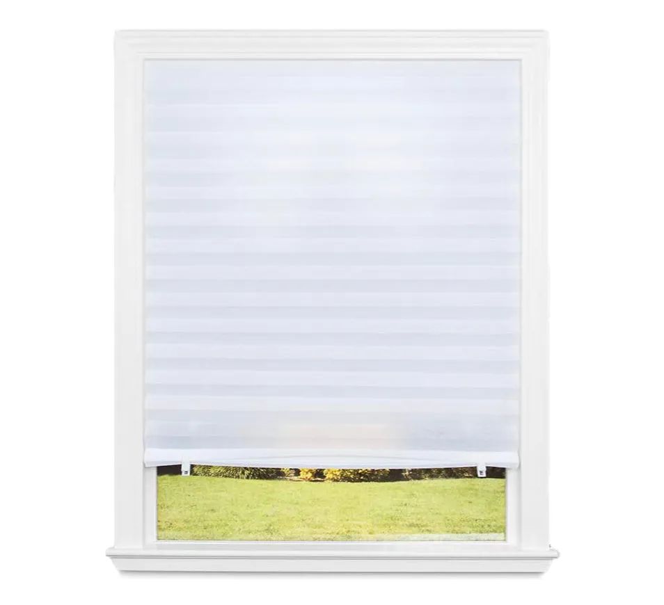 Redi Shade No Tools Light Filtering Pleated Peel and Stick Fabric Shade – White