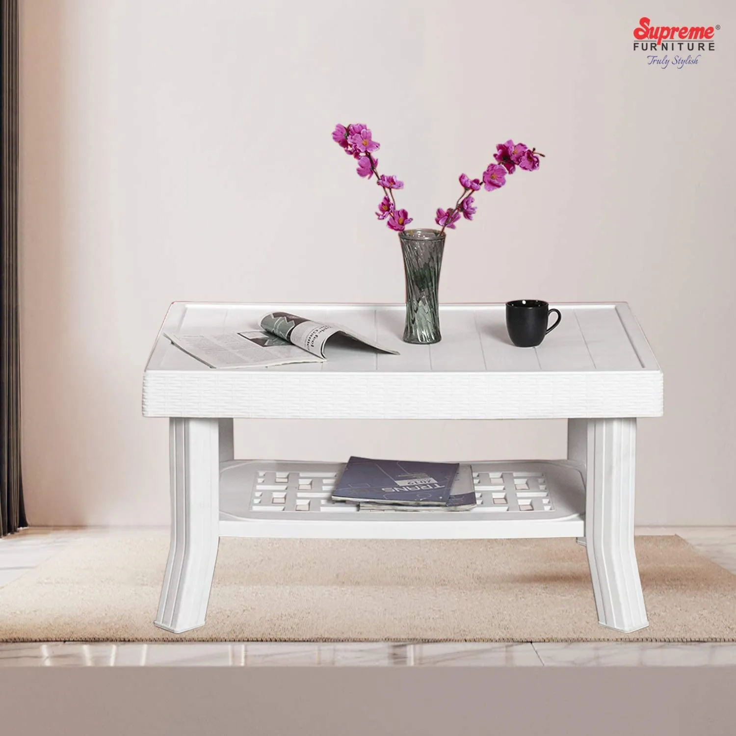 Supreme Vegas Plastic Center Table (Milky White)