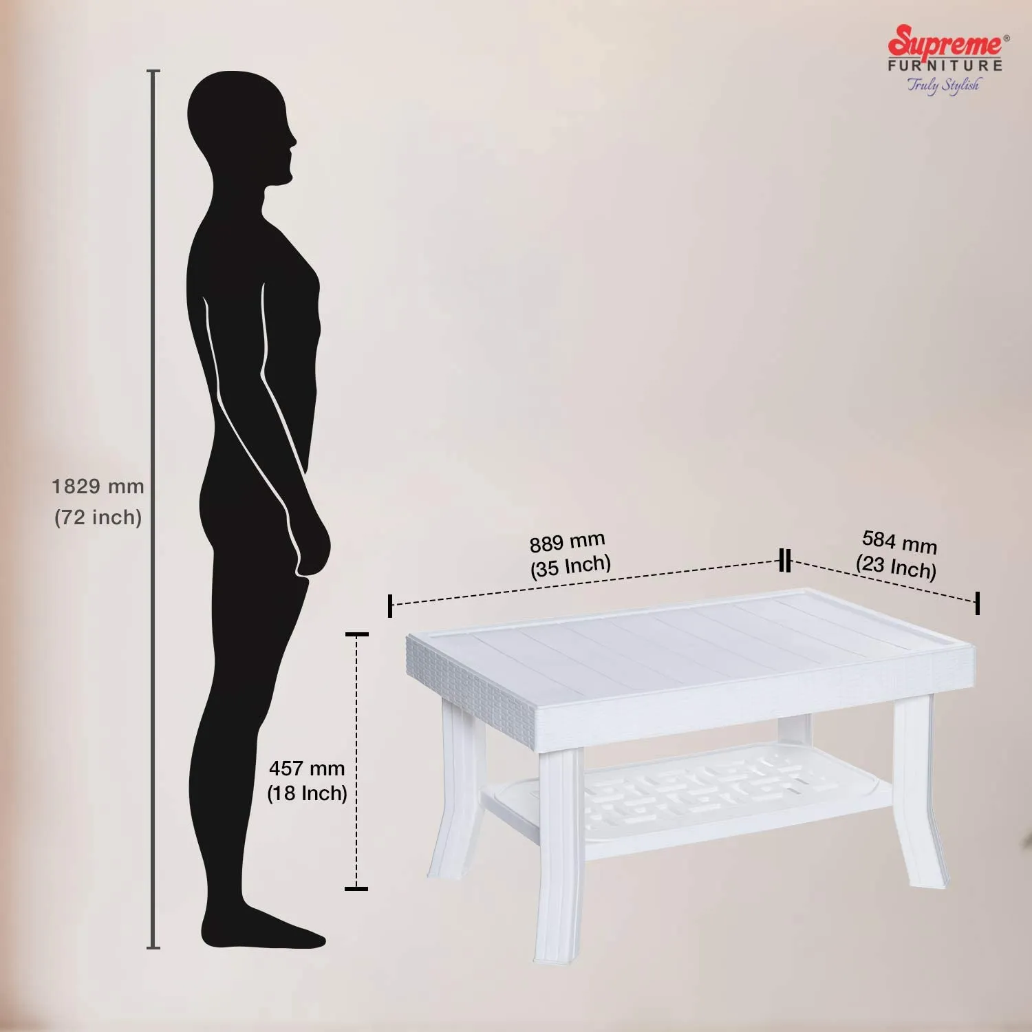 Supreme Vegas Plastic Center Table (Milky White)