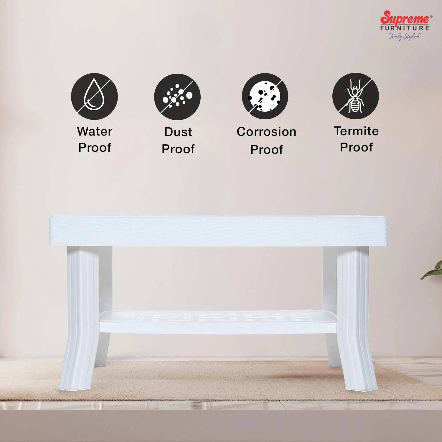 Supreme Vegas Plastic Center Table (Milky White)