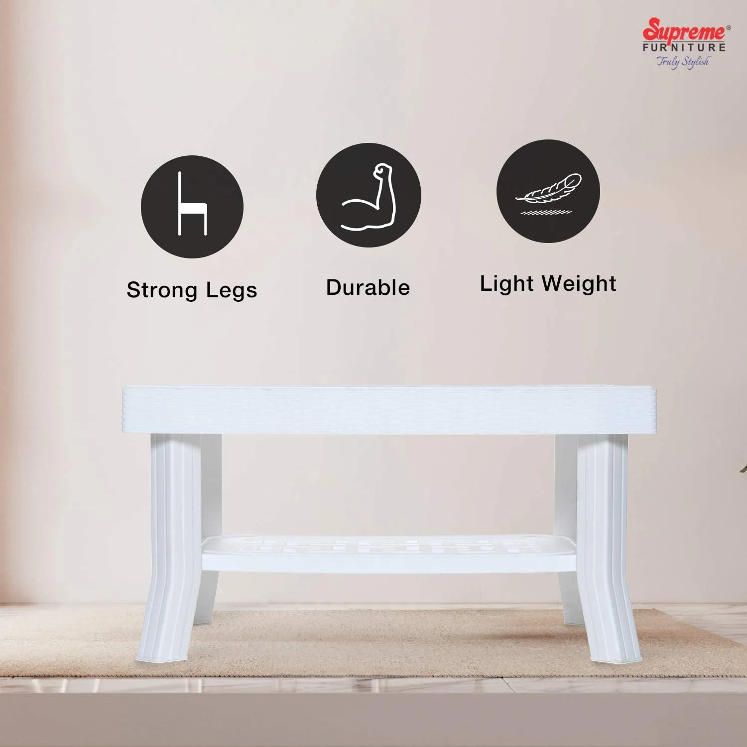 Supreme Vegas Plastic Center Table (Milky White)