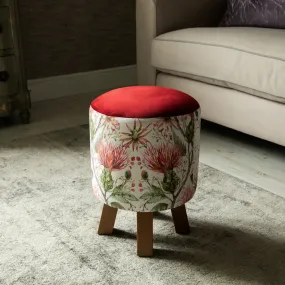 Varys Monty Round Footstool Russet Linen