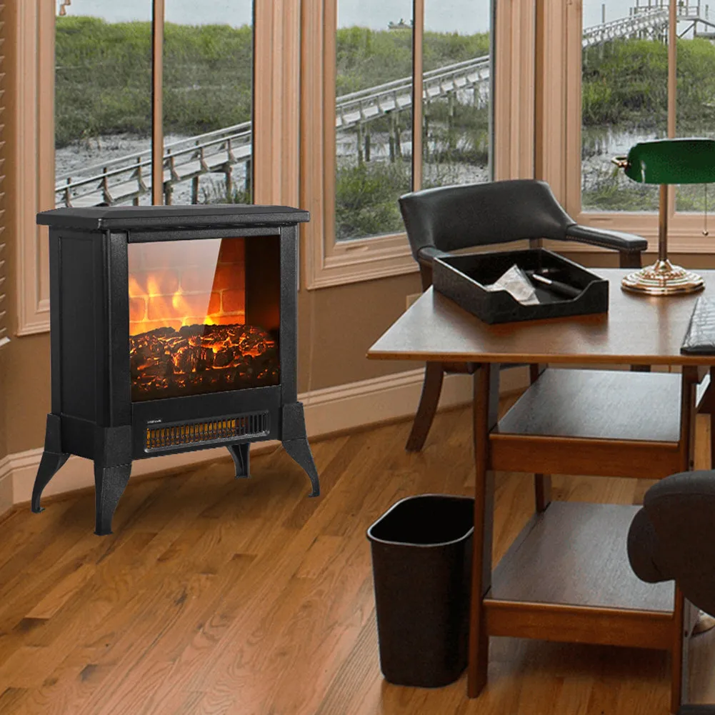 ZOKOP Electric Fireplace Metal Stove Auto-shutoff Black
